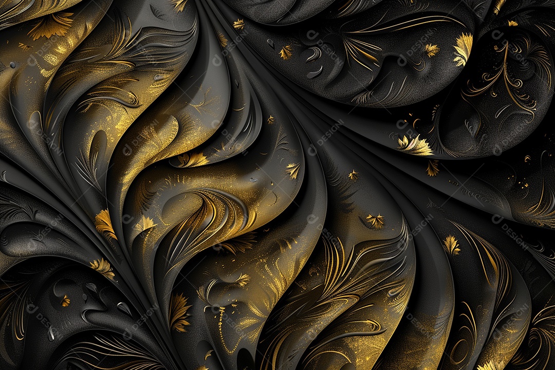 Papel de parede abstrato 3D Fundo dourado escuro tridimensional