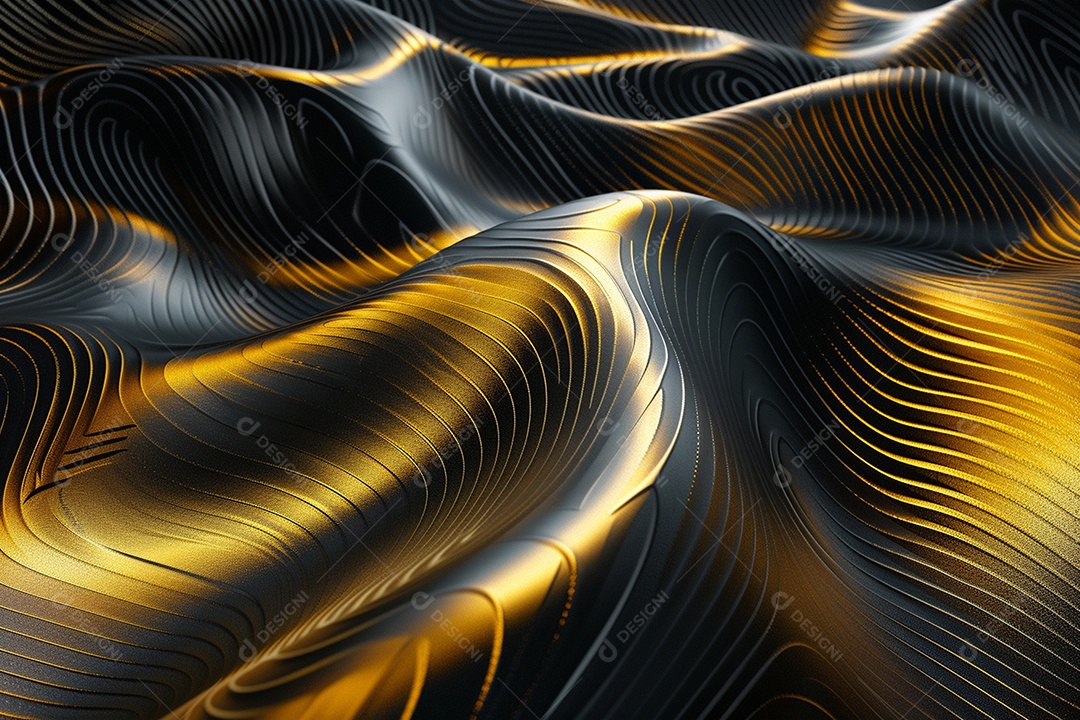 Papel de parede abstrato 3D Fundo dourado escuro tridimensional