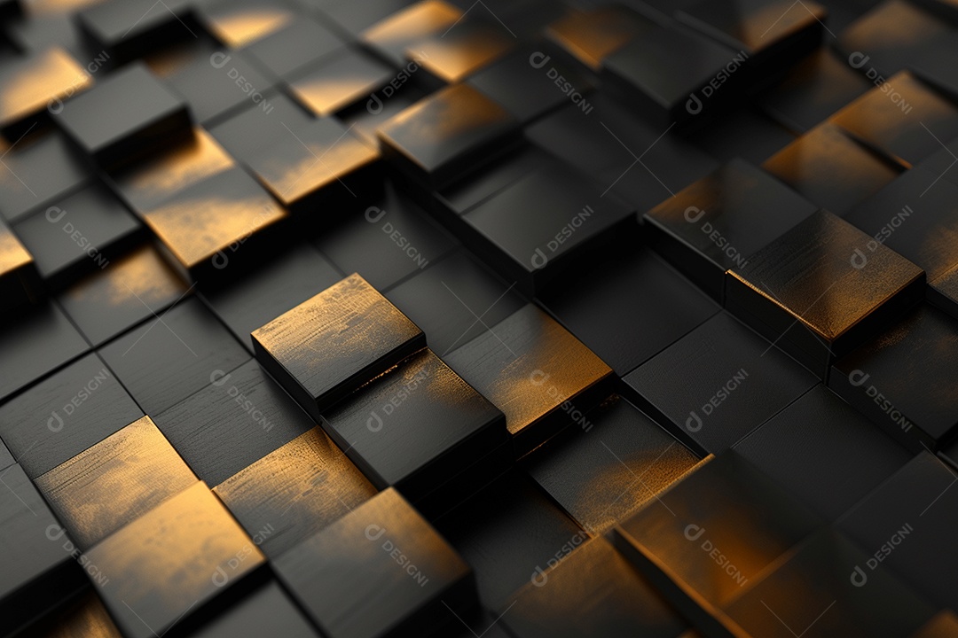 Papel de parede abstrato 3D Fundo dourado escuro tridimensional