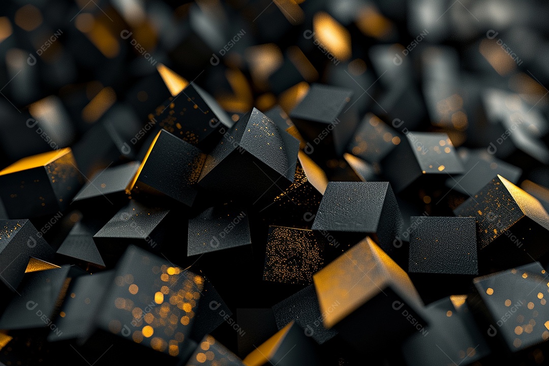 Papel de parede abstrato 3D Fundo dourado escuro tridimensional