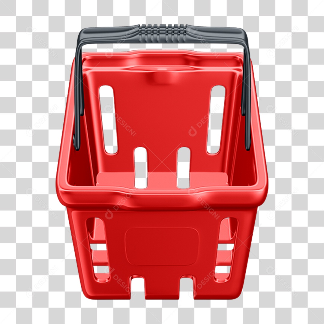 Elemento 3D Cesta de Supermercado Compras PNG Transparente