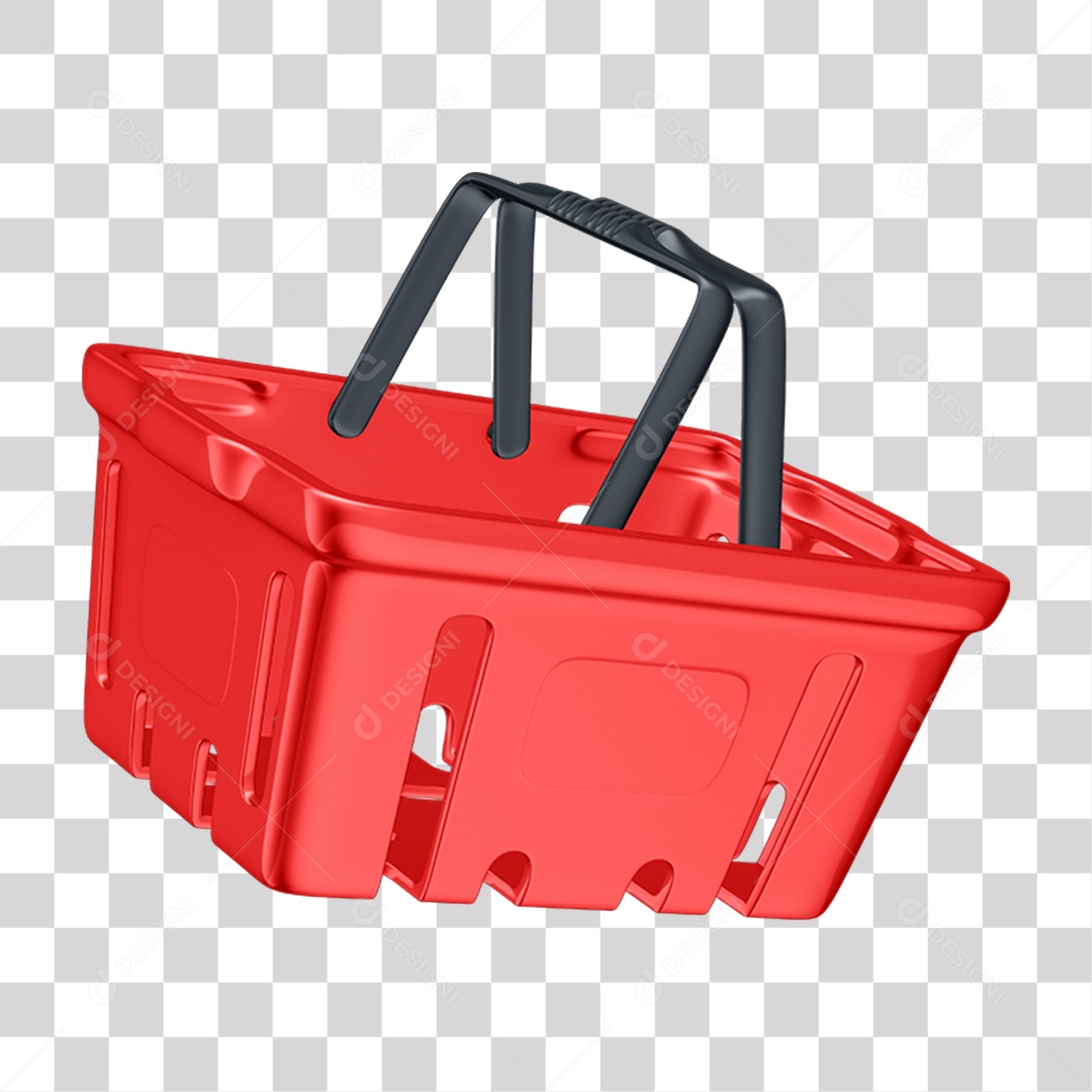 Elemento 3D Cesta de Supermercado Compras PNG Transparente