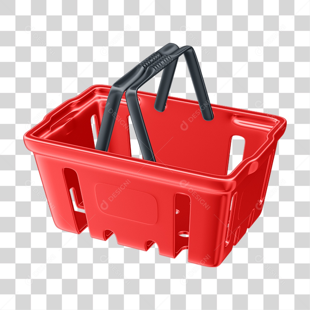 Elemento 3D Cesta de Supermercado Compras PNG Transparente