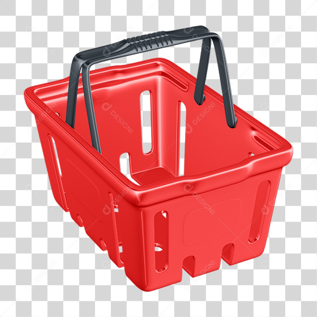 Elemento 3D Cesta de Supermercado Compras PNG Transparente