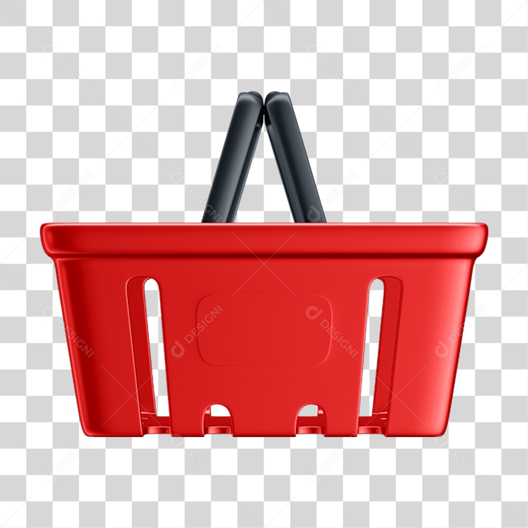 Elemento 3D Cesta de Supermercado Compras PNG Transparente