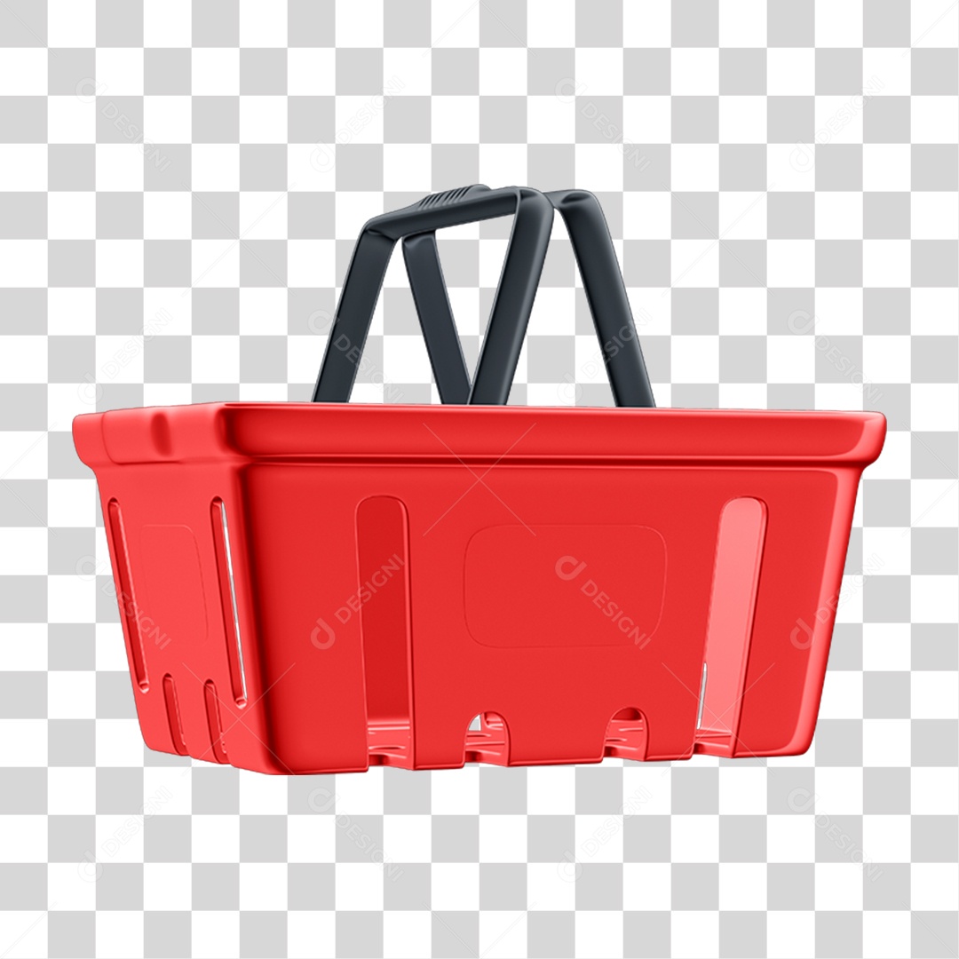 Elemento 3D Cesta de Supermercado Compras PNG Transparente