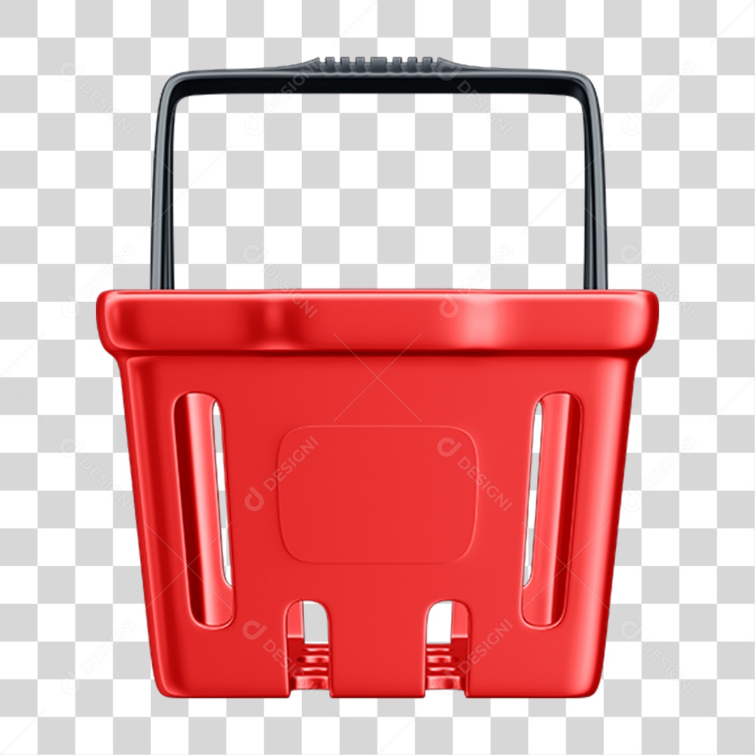 Elemento 3D Cesta de Supermercado Compras PNG Transparente