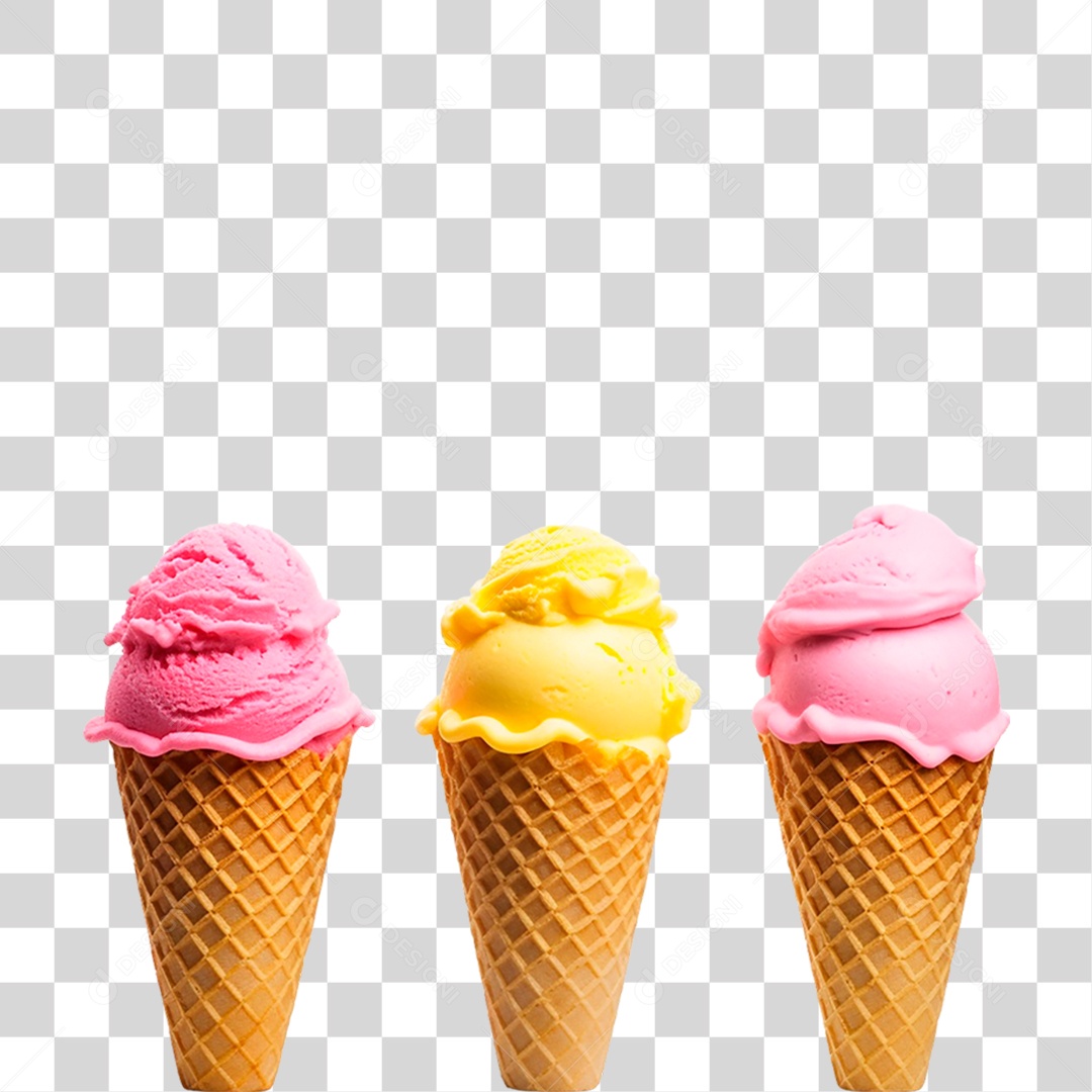 Sorvetes de Casquinha PNG Transparente