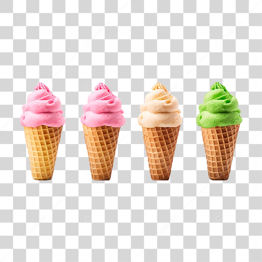Sorvetes de Casquinha PNG Transparente