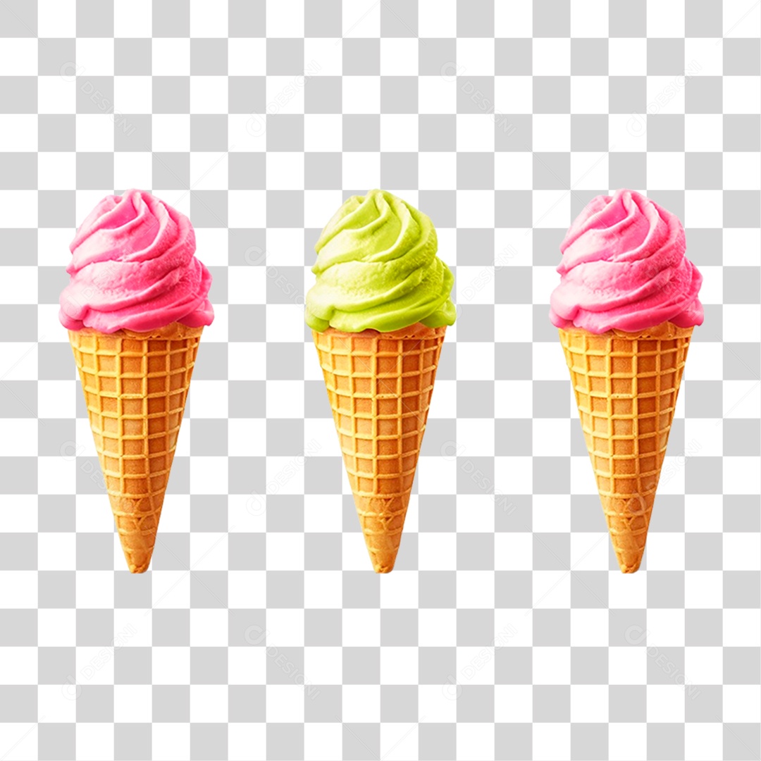 Sorvetes de Casquinha PNG Transparente