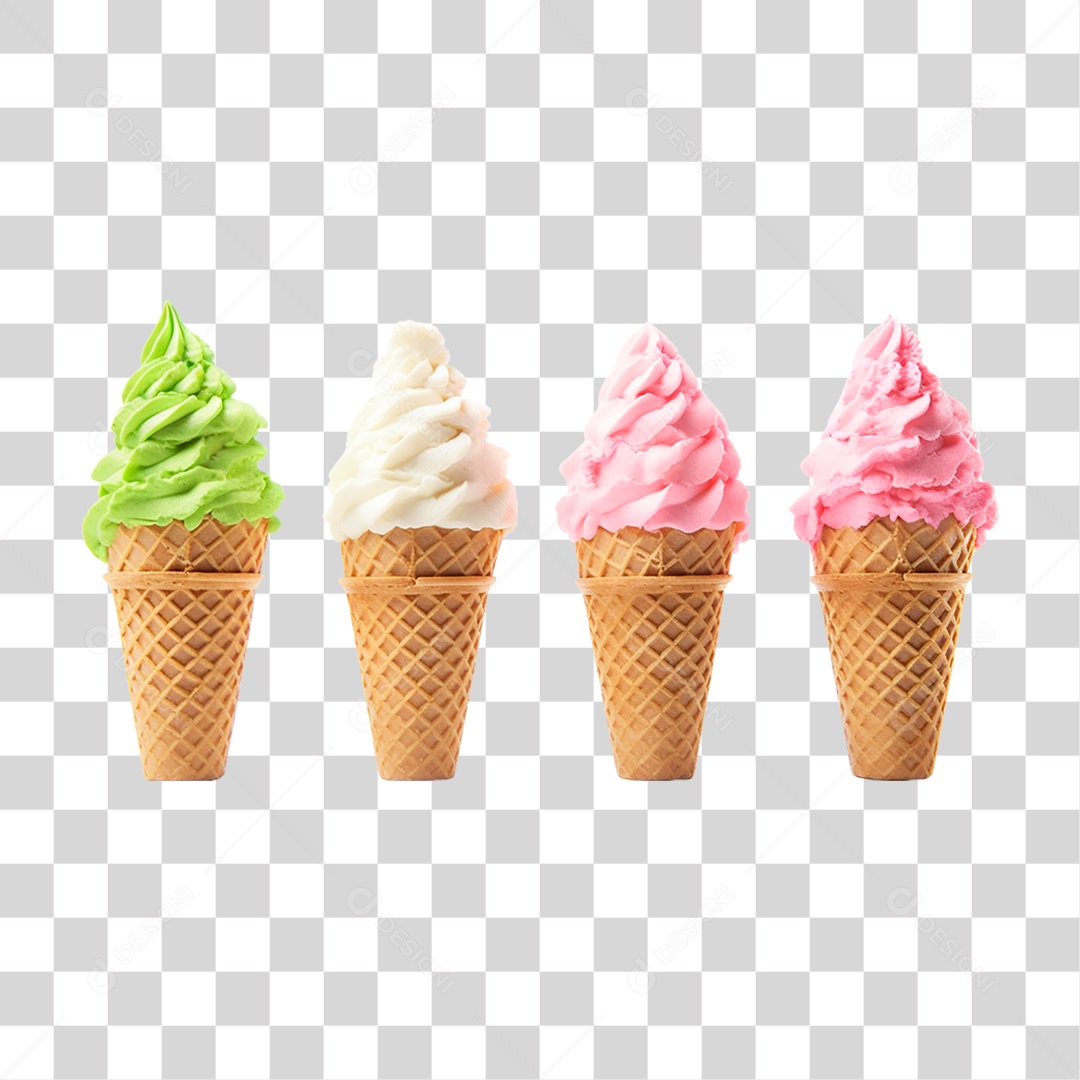 Sorvetes de Casquinha PNG Transparente