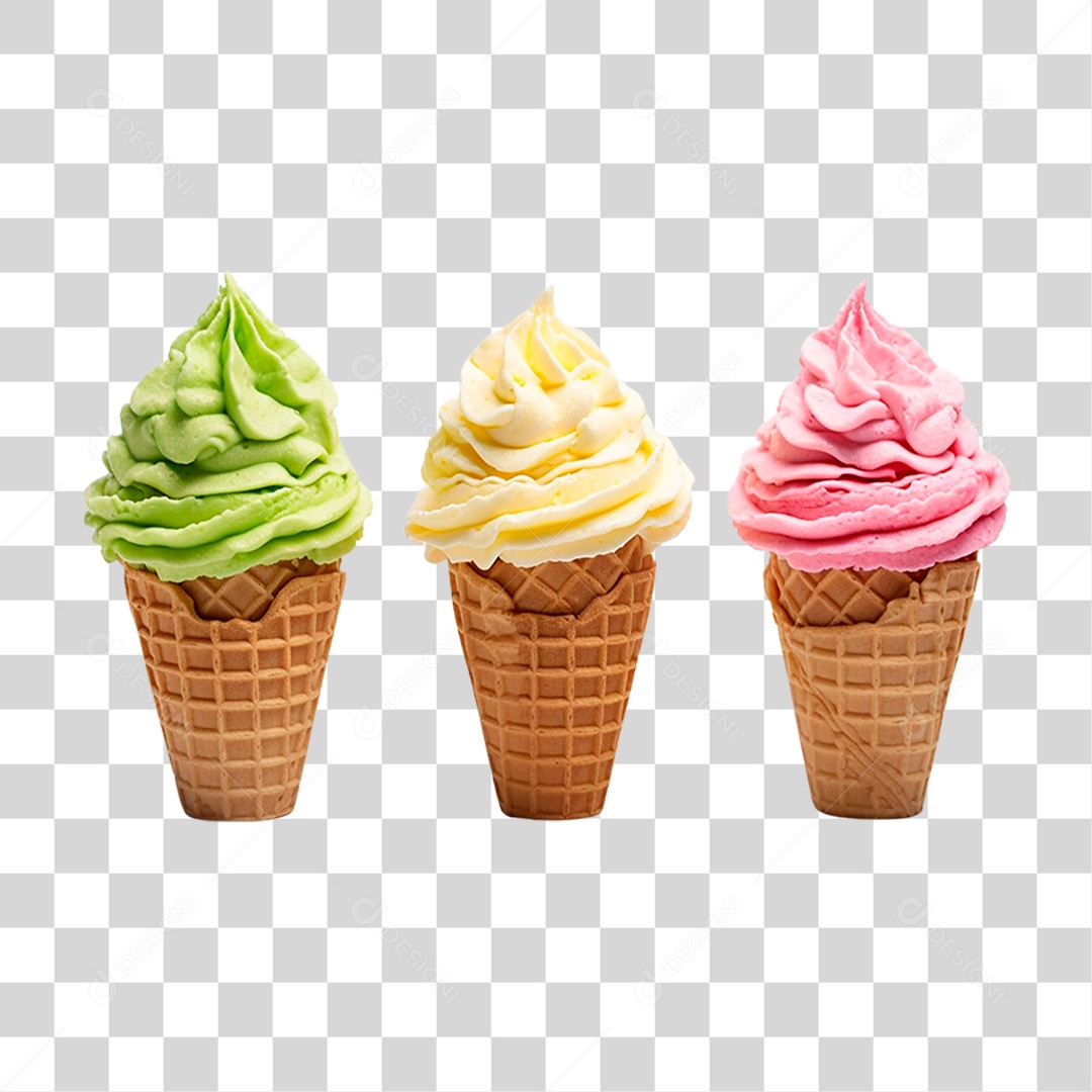 Sorvetes de Casquinha PNG Transparente