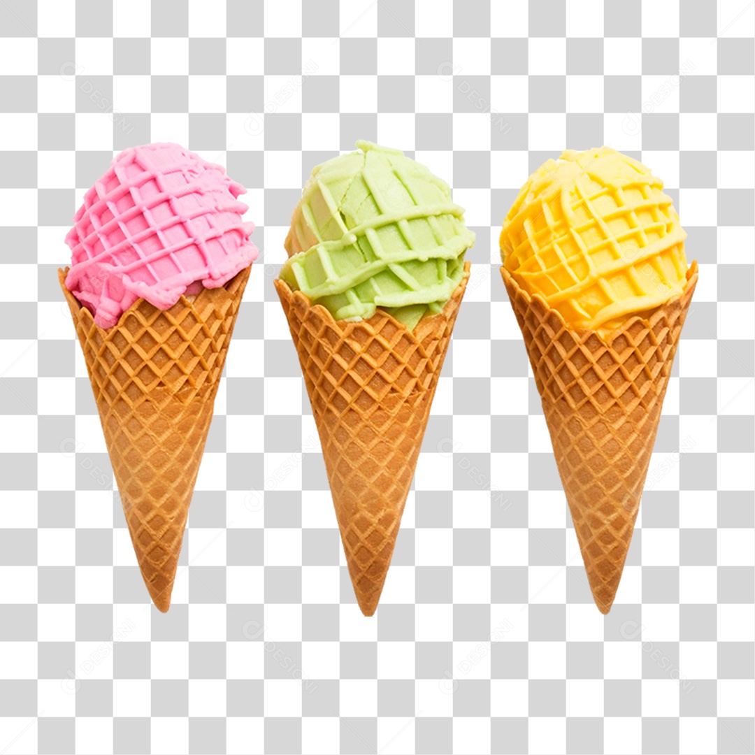 Sorvetes de Casquinha PNG Transparente