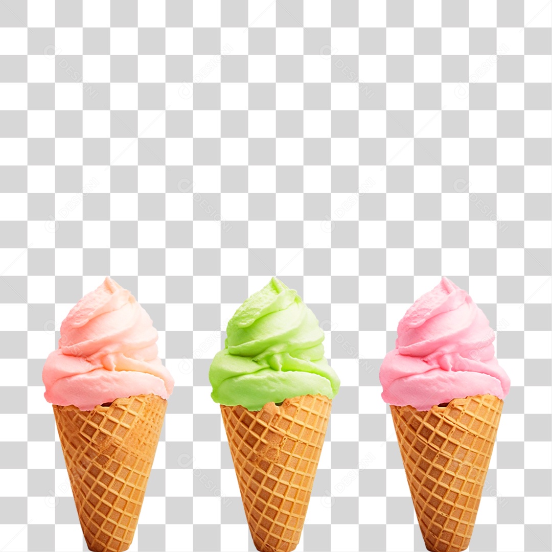 Sorvetes de Casquinha PNG Transparente