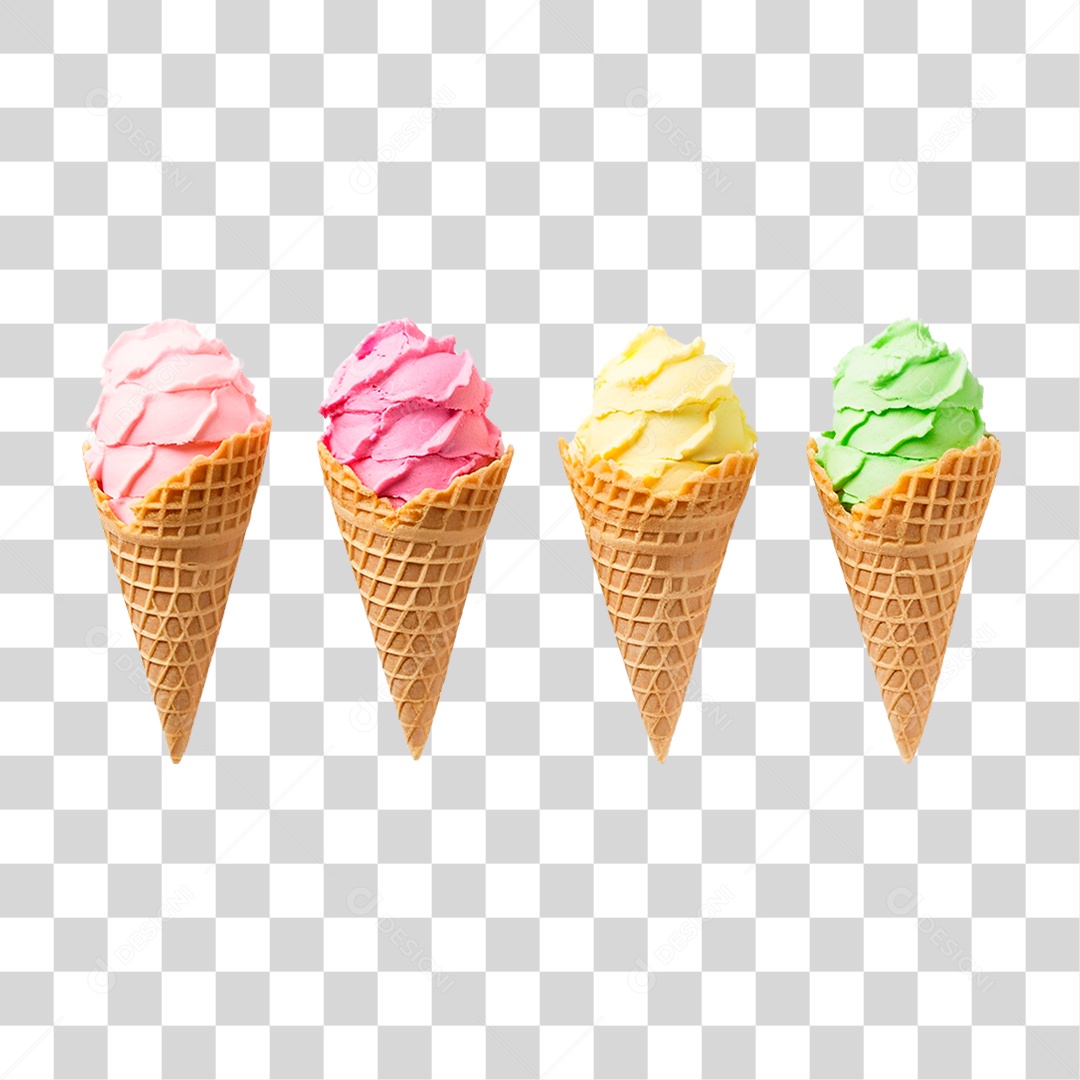 Sorvetes de Casquinha PNG Transparente