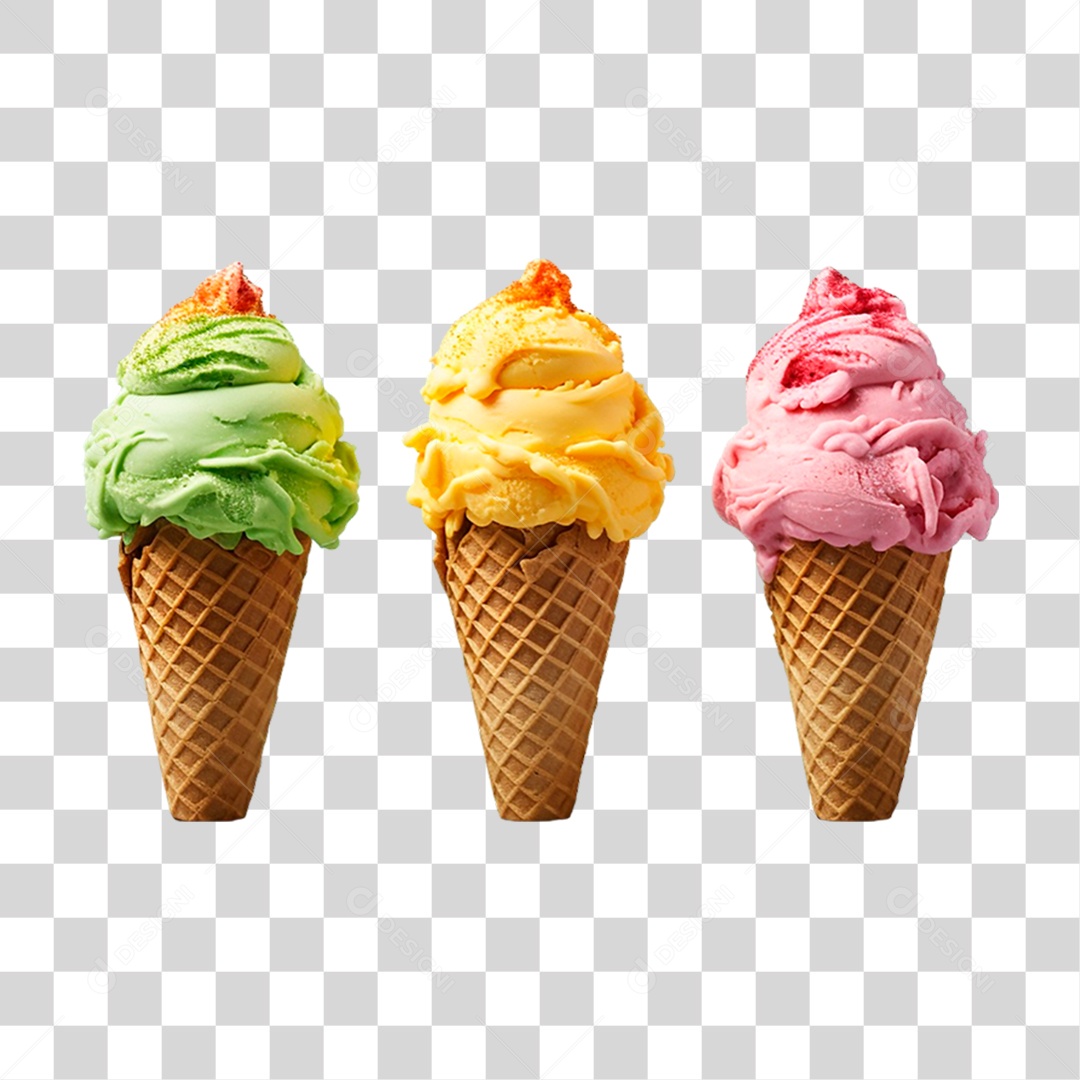 Sorvetes de Casquinha PNG Transparente