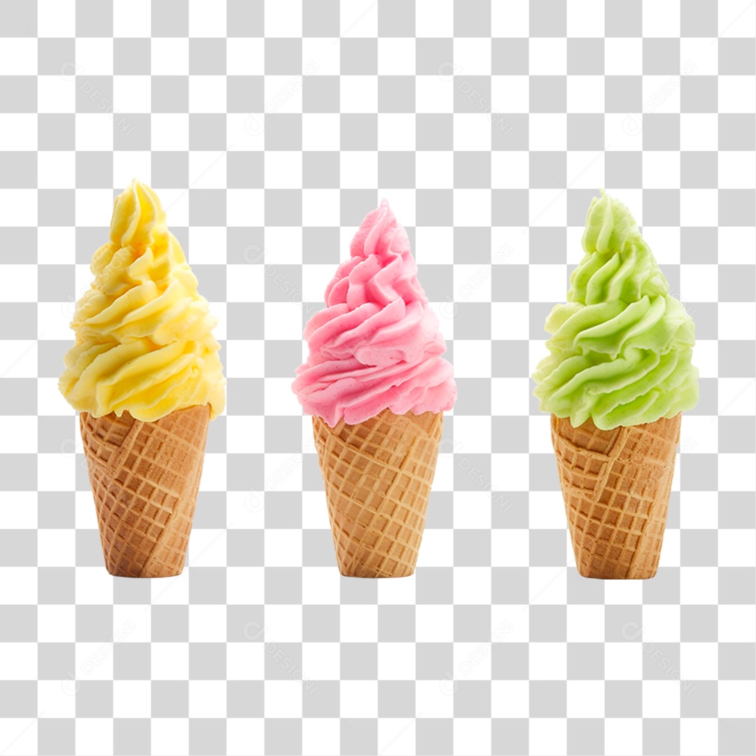 Sorvetes de Casquinha PNG Transparente