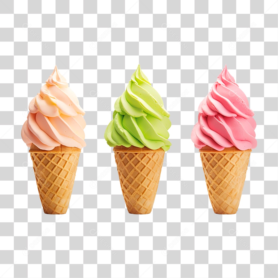 Sorvetes de Casquinha PNG Transparente