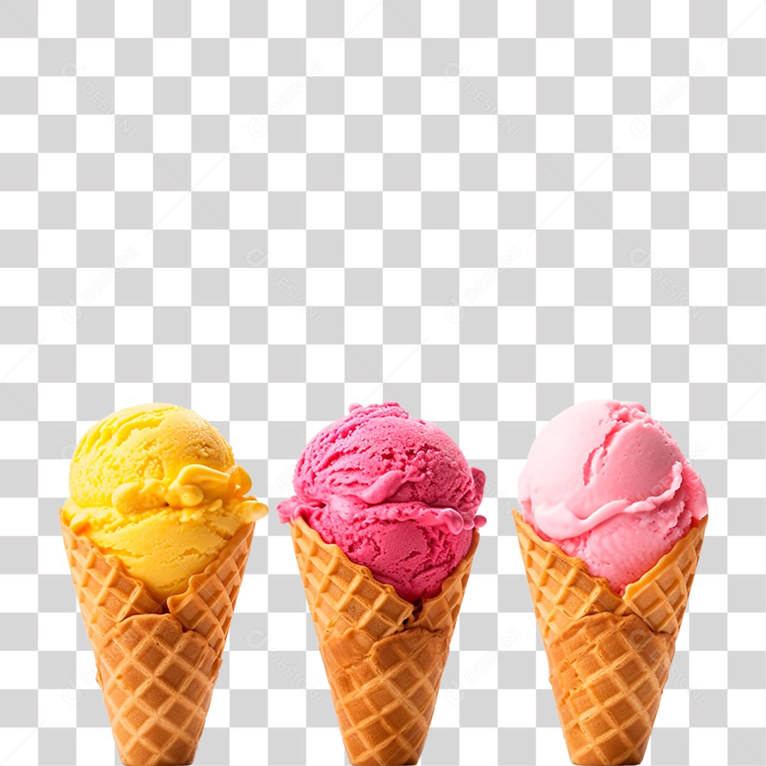 Sorvetes de Casquinha PNG Transparente