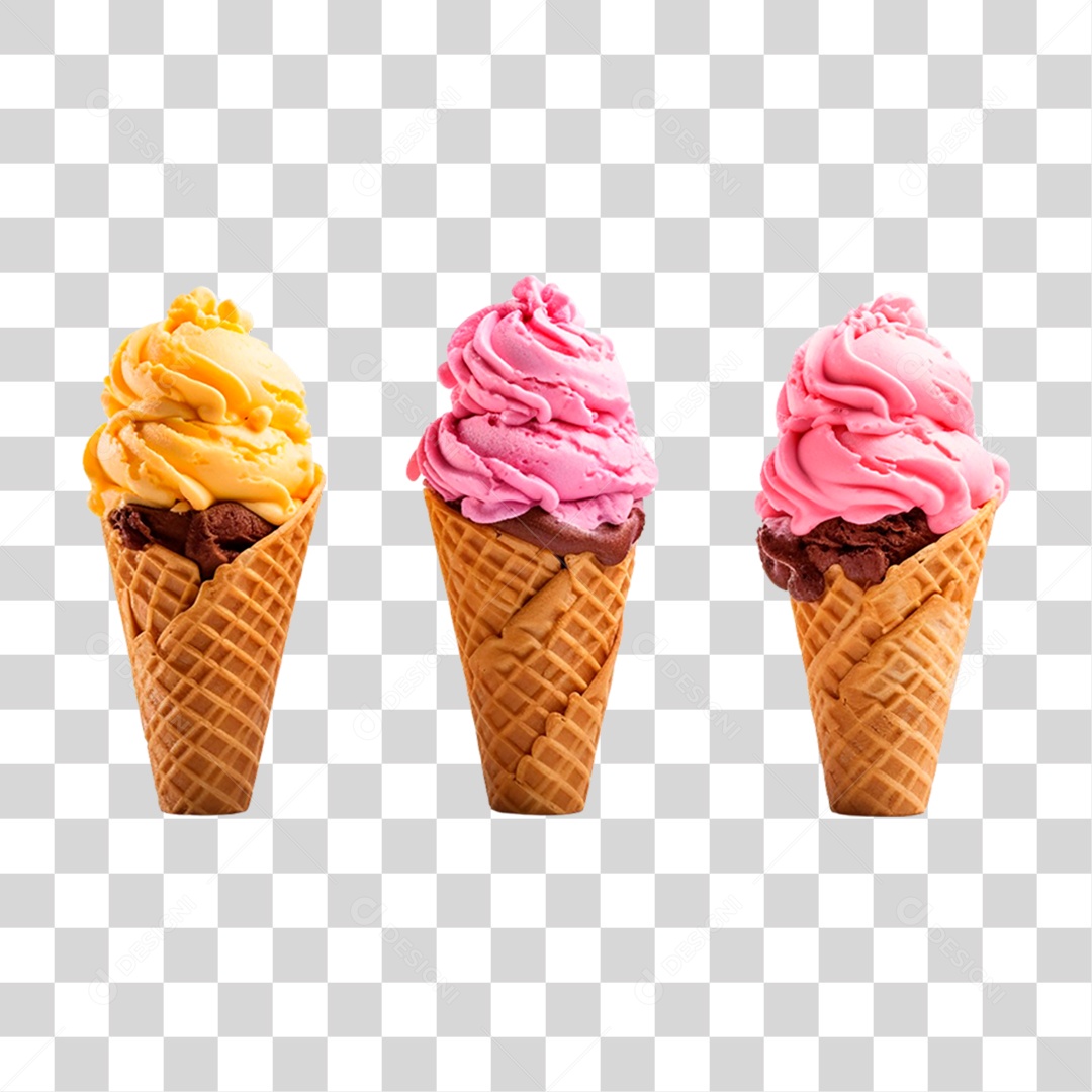 Sorvetes de Casquinha PNG Transparente