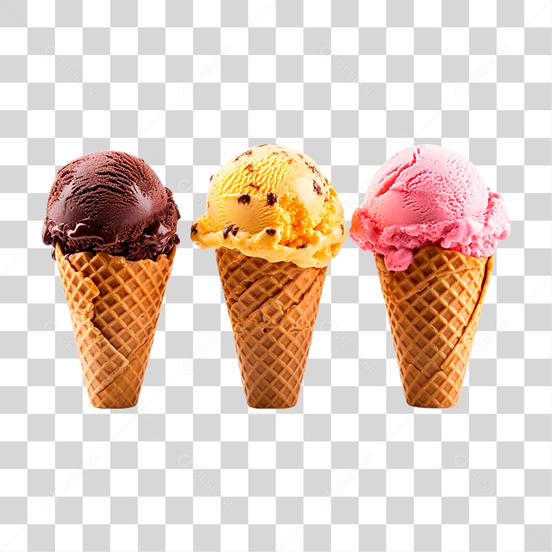 Sorvetes de Casquinha PNG Transparente