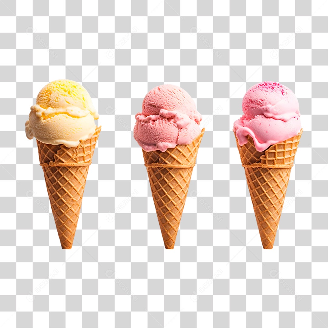 Sorvetes de Casquinha PNG Transparente