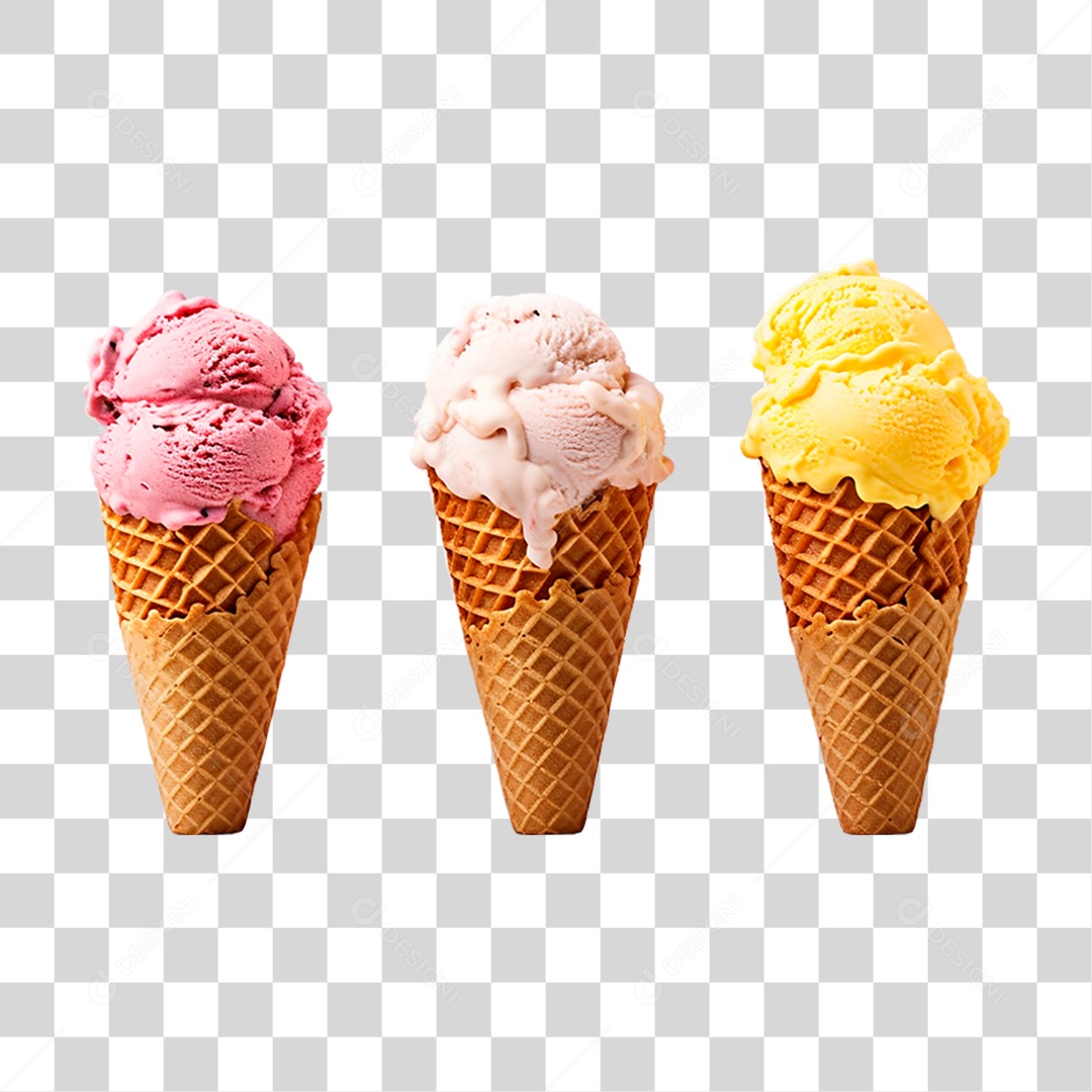 Sorvetes de Casquinha PNG Transparente