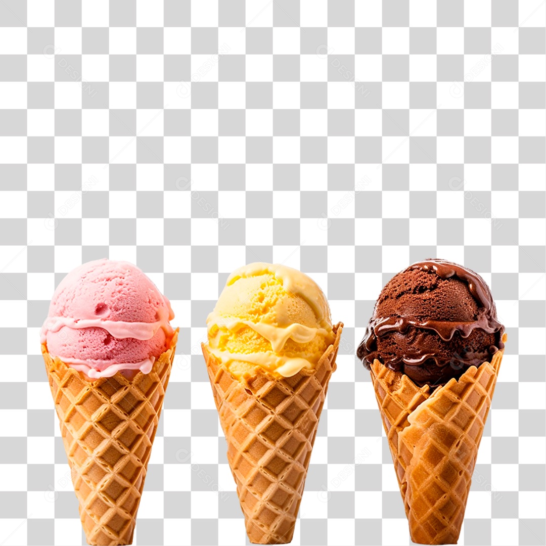 Sorvetes de Casquinha PNG Transparente