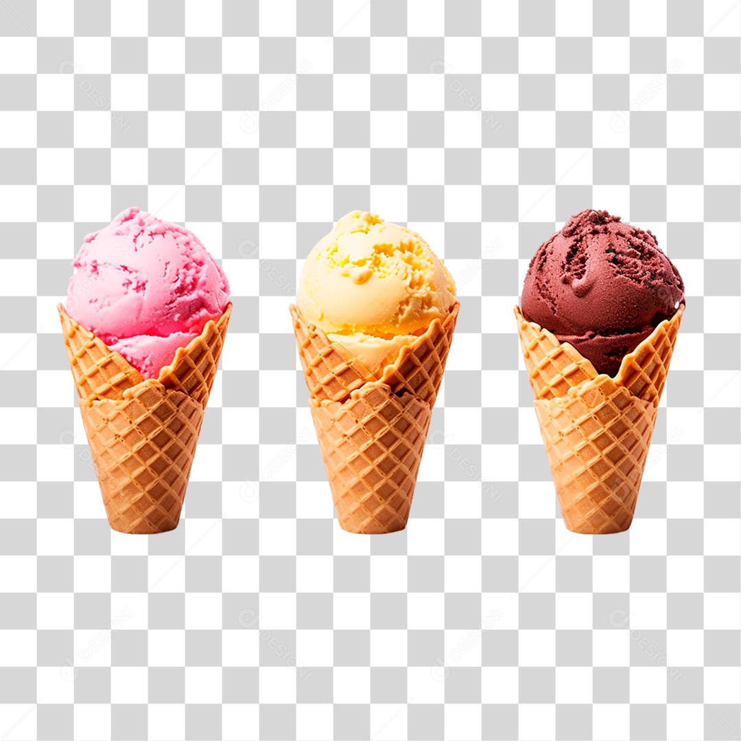 Sorvetes de Casquinha PNG Transparente