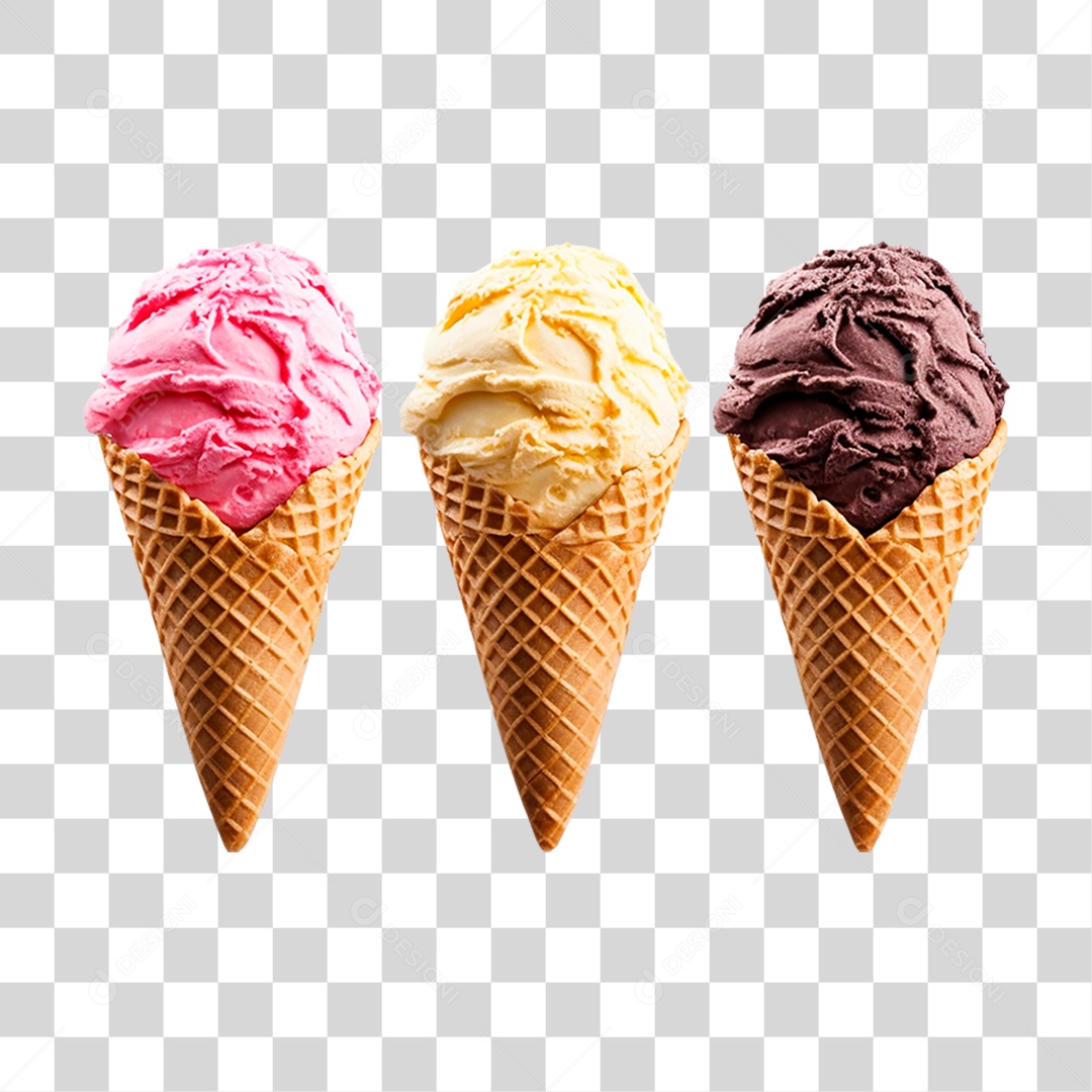 Sorvetes de Casquinha PNG Transparente