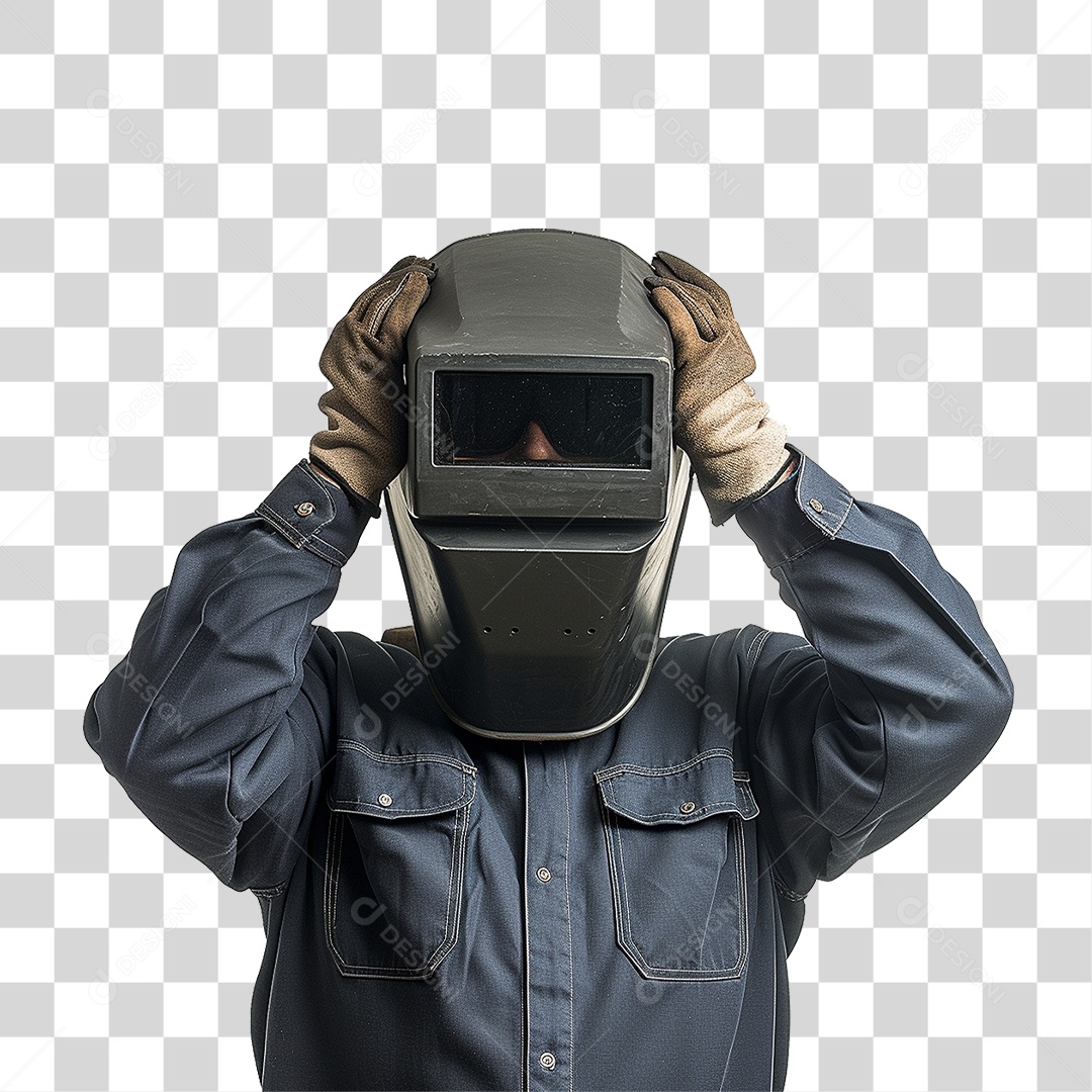 Homem com Epis Máscara de Solda PNG Transparente