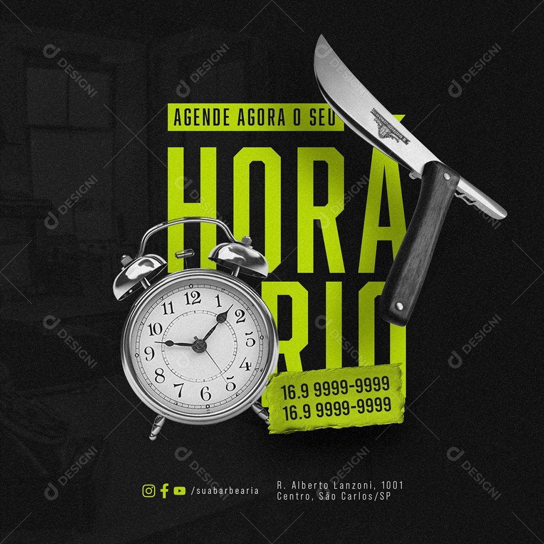 Agendamento Barbearia Agende Agora o seu Horário Social Media PSD Editável