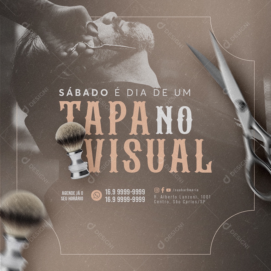 Barbearia Sábado é Dia de um Tapa no Visual Social Media PSD Editável