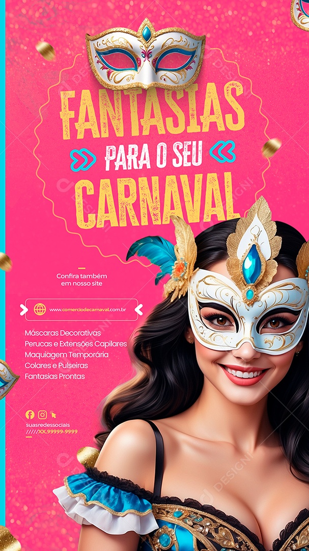 Story Fantasias para o seu Carnaval Social Media PSD Editável