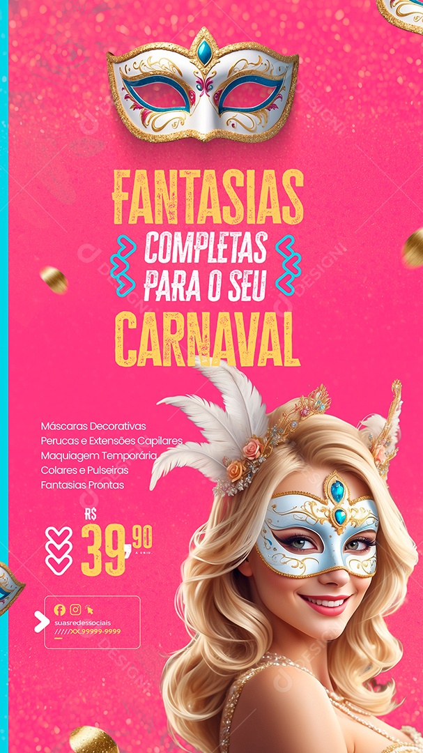 Story Fantasias Completa para o seu Carnaval Social Media PSD Editável