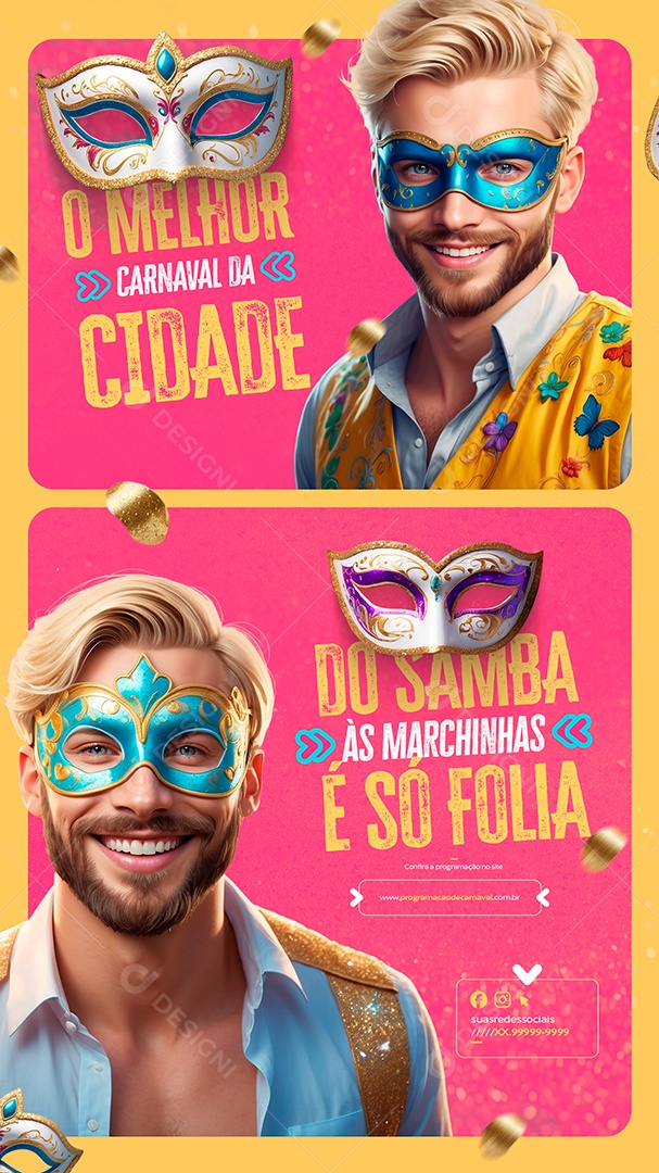 Story O Melhor Carnaval da Cidade do Samba as Marchinhas só Folia Social Media PSD Editável