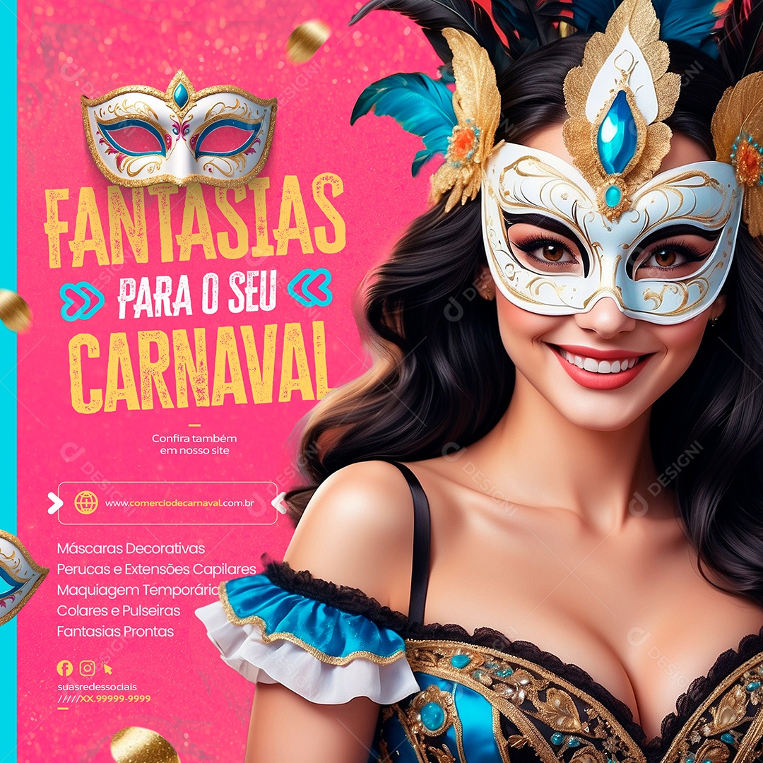 Fantasias para o seu Carnaval Social Media PSD Editável