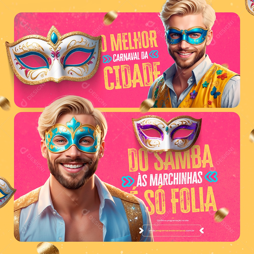 O Melhor Carnaval da Cidade do Samba as Marchinhas só Folia Social Media PSD Editável