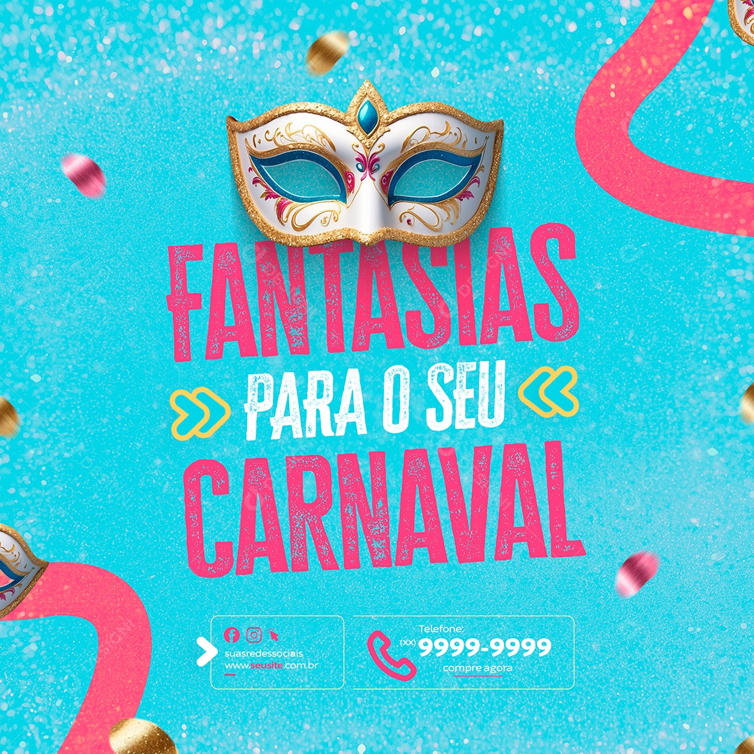 Fantasias para o seu Carnaval Social Media PSD Editável