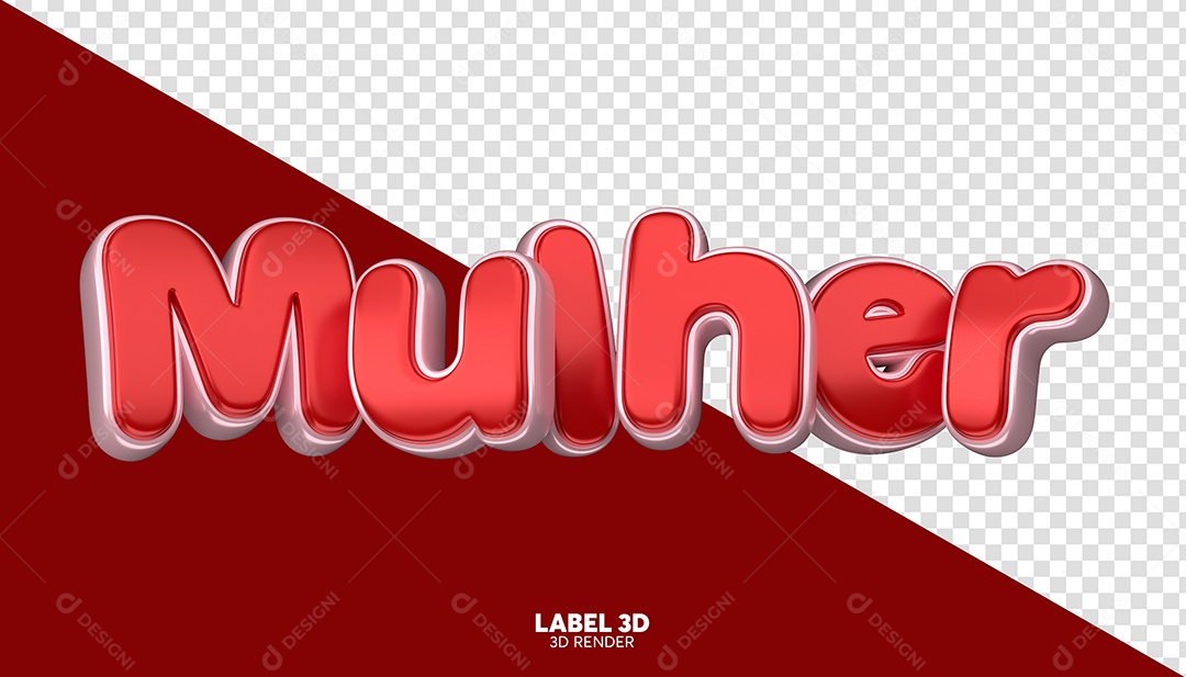 Mulher Texto 3D Vermelho e Rosa para Composição PSD