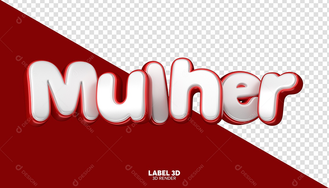 Mulher Texto 3D Vermelho e Branco para Composição PSD