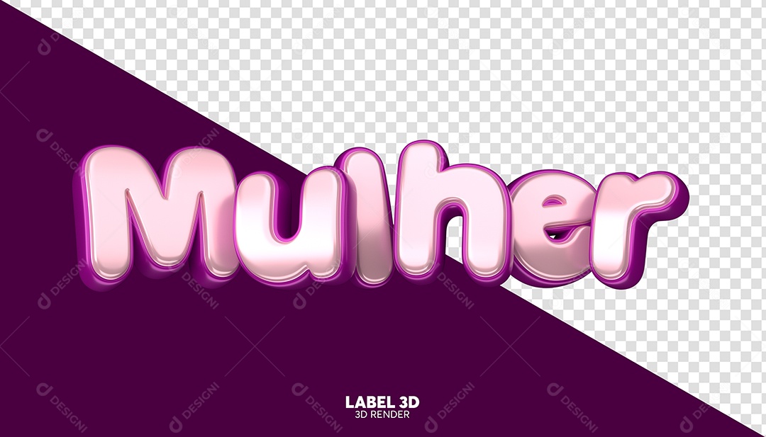 Mulher Texto 3D Roxo e Rosa para Composição PSD