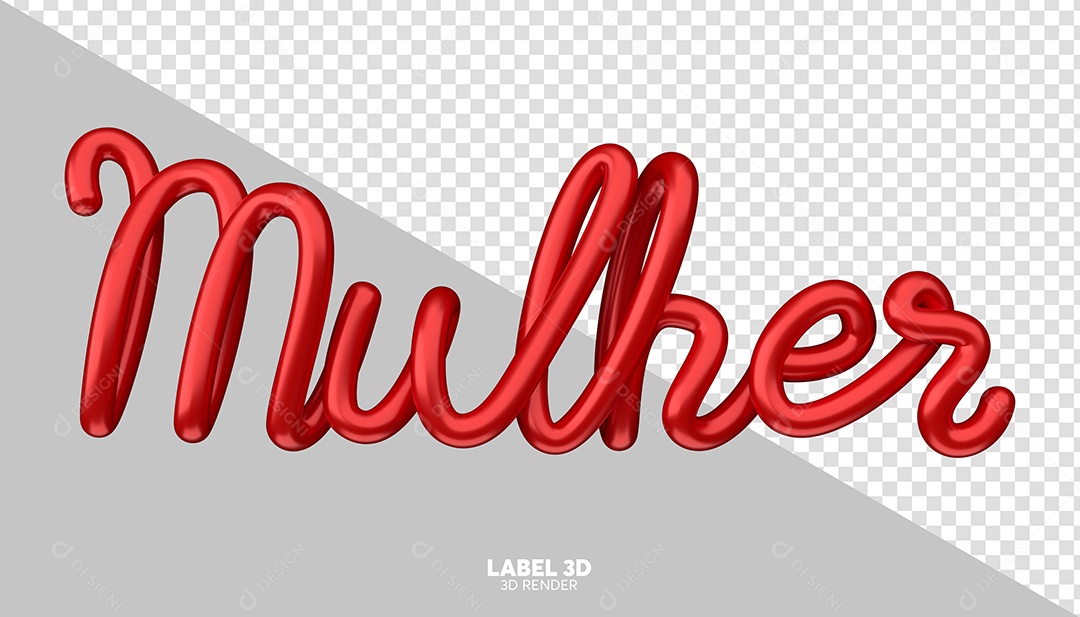 Texto 3D Vermelho Mulher para Composição PSD