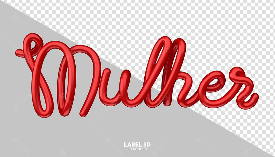 Mulher Texto 3D Vermelho para Composição PSD