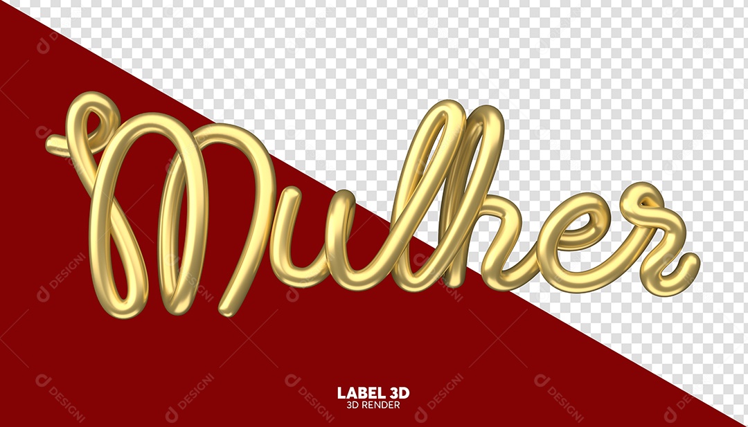 Texto 3D Mulher Dourado para Composição PSD