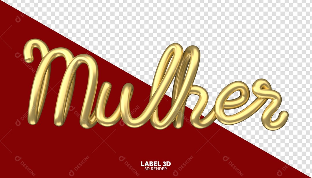 Mulher Texto 3D Dourado para Composição PSD