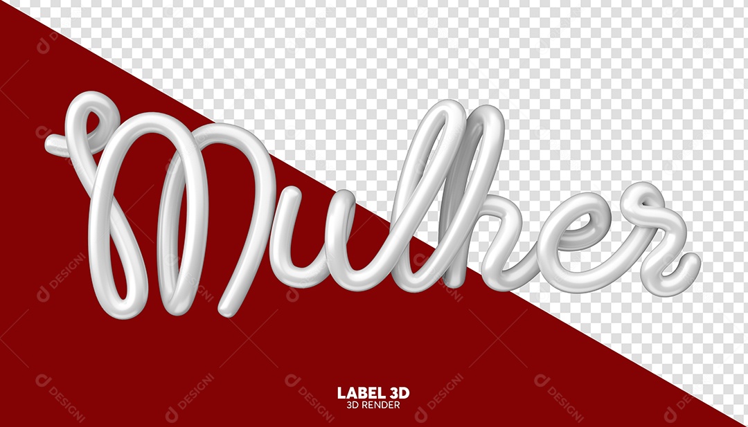 Texto 3D Mulher Branco para Composição PSD
