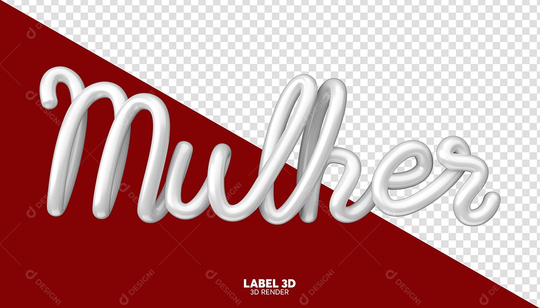 Mulher Texto 3D Branco para Composição PSD