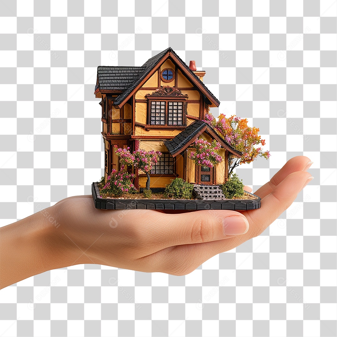 Mão Segurando Casa em Miniatura PNG Transparente