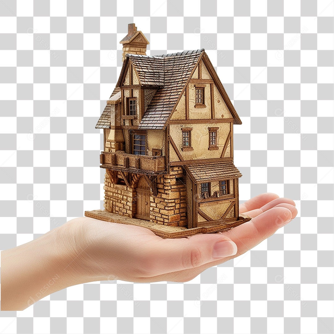 Mão Segurando Casa em Miniatura PNG Transparente